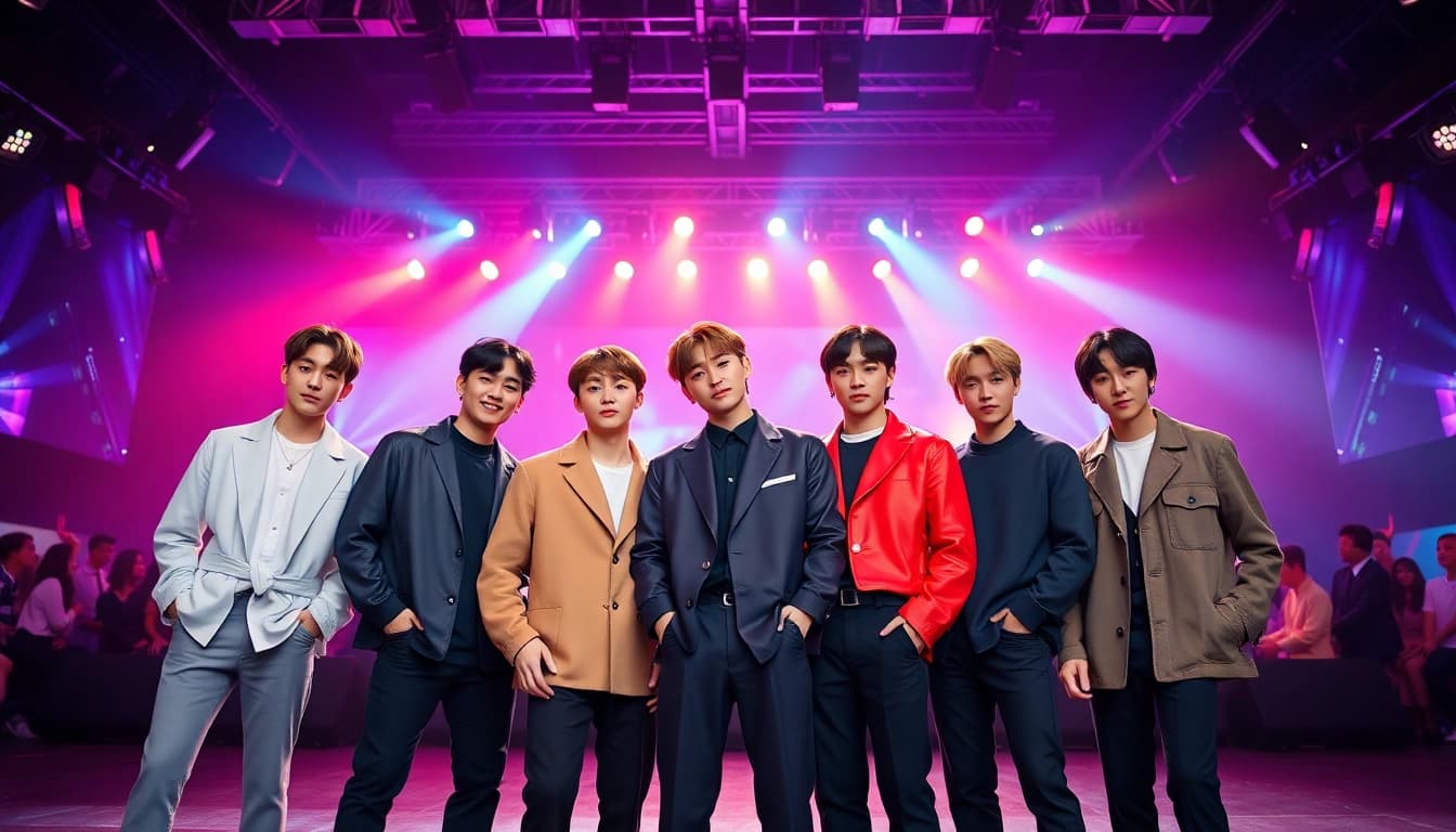 Catch the BTS members in vibrant style, showcasing their charisma and artistry.