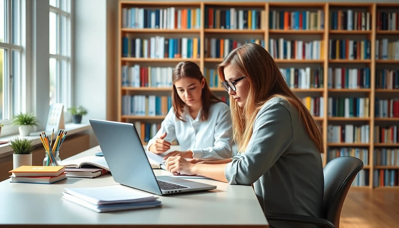 Hire expert TOEFL test takers for hire reviewing exam materials at a study desk.