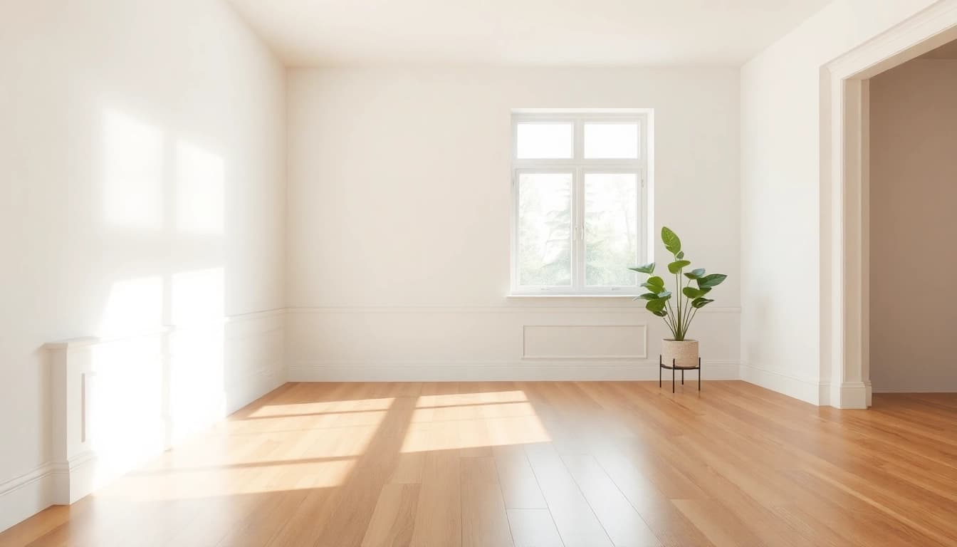 Baseboards highlighted in a stylish living room with natural light and modern decor.