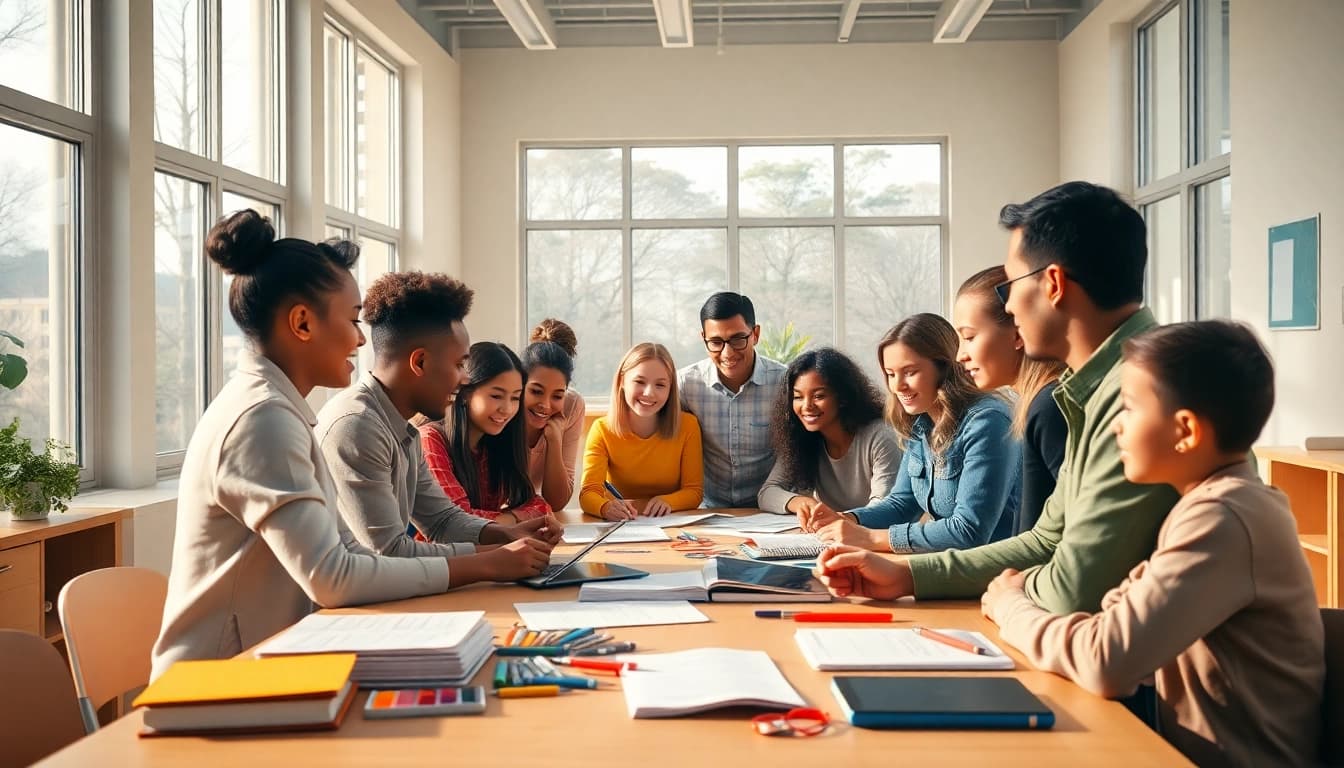 Encouraging students collaborate in a vibrant classroom focused on Education.