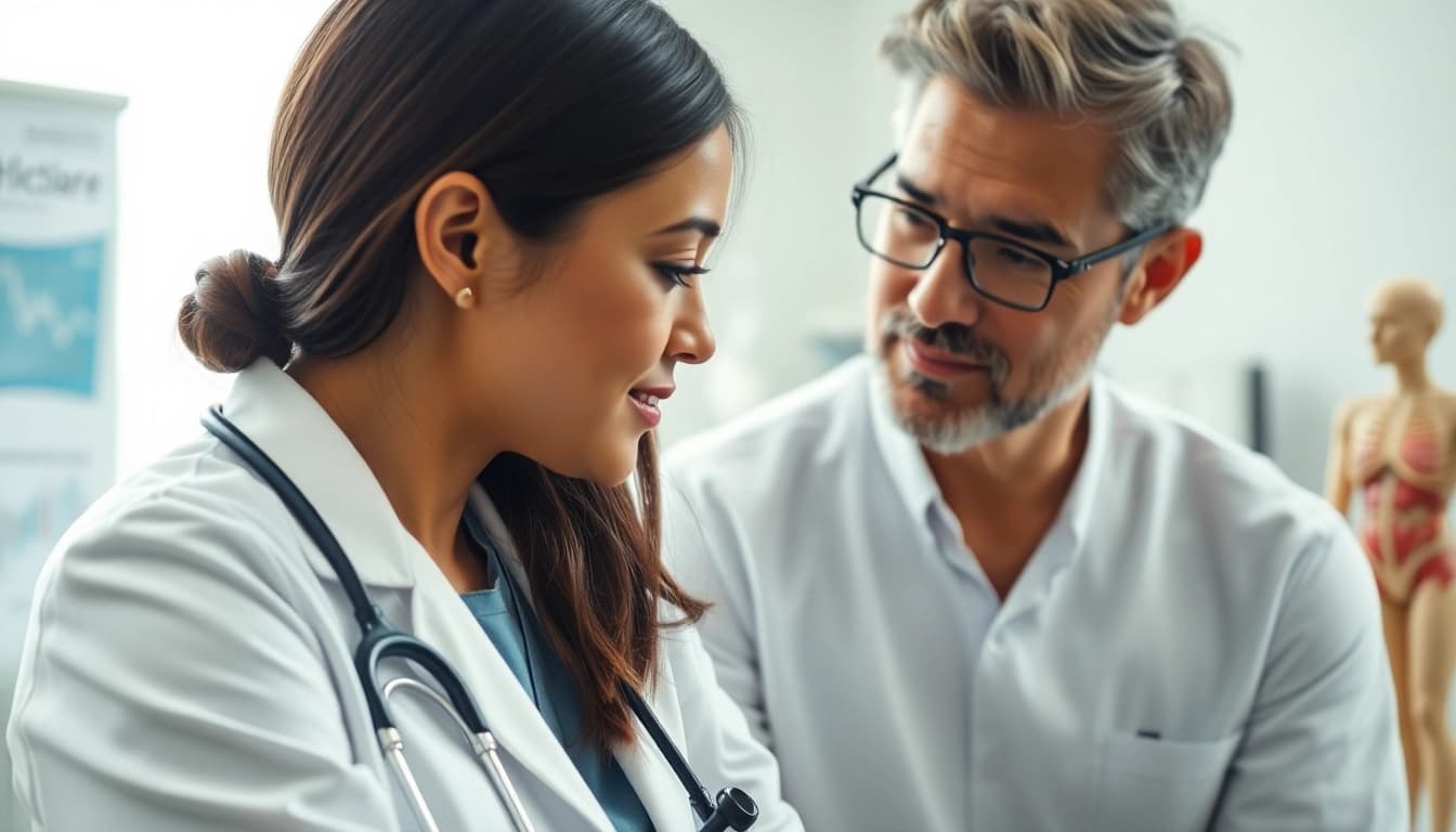 Engaged discussion showcasing patient care and Health insights between a doctor and patient.