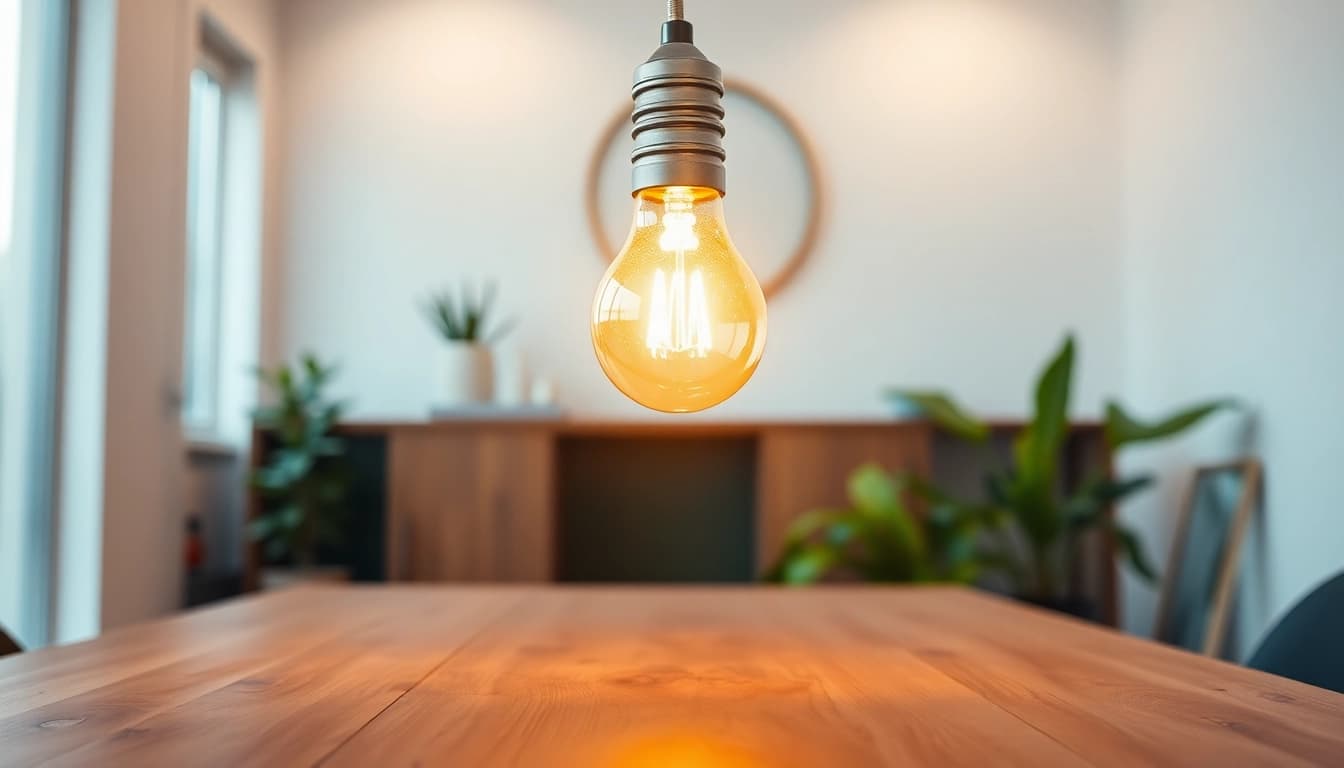 Illuminate your space with a19 led bulb radiating warm light in a modern setting.