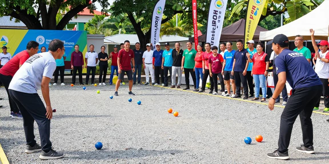 Turnamen petanque komunitas di lapangan fopikotabanjarba.org dengan peserta beragam.