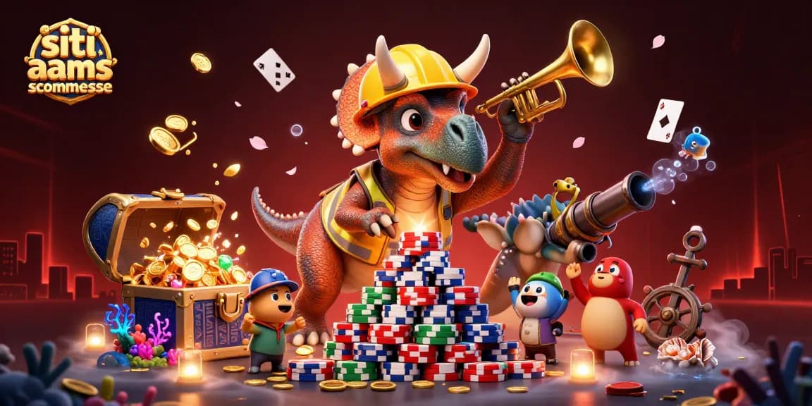 Scopri i siti non AAMS scommesse con triceratopo che costruisce un poker di fiches.