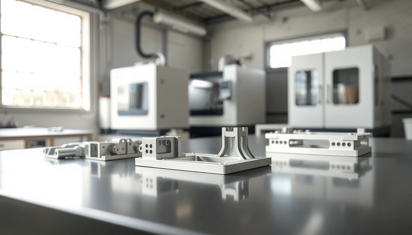 Showcasing precise aluminum prototypes highlighting craftsmanship and design in a modern workshop.