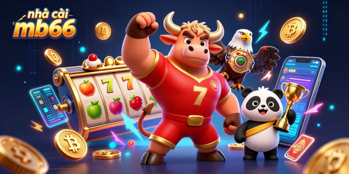 Engage with nhà cái mb66 as vibrant bull, eagle, and panda celebrate casino victories.