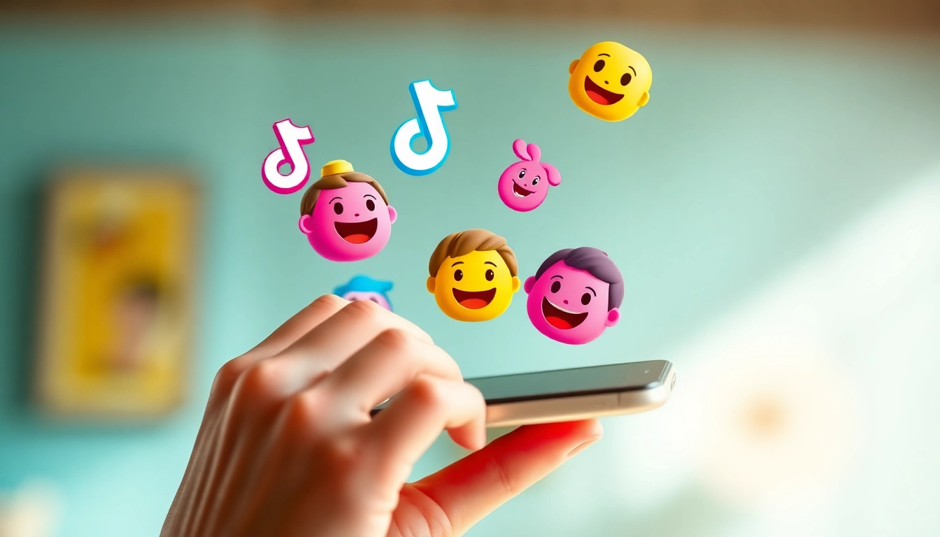Engage with TikTok emojis on a smartphone, showcasing vibrant colors and interaction.