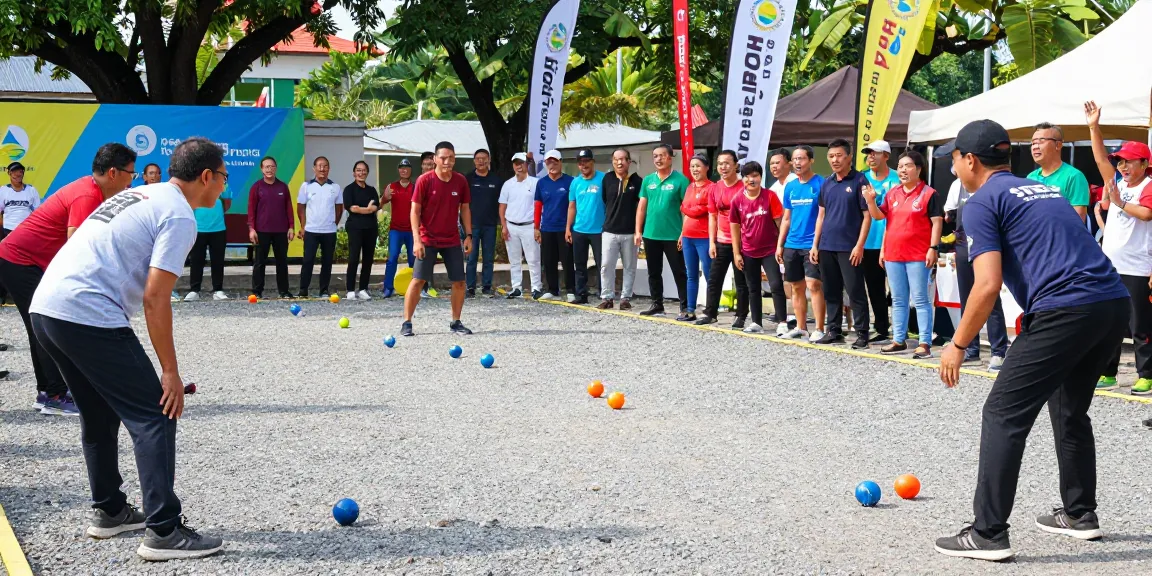 Turnamen petanque komunitas di lapangan fopikotabanjarba.org dengan peserta beragam.