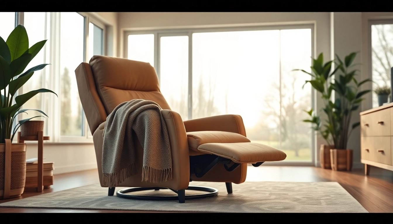 Experience ultimate comfort in a stylish lay flat recliner chair in a bright living room.