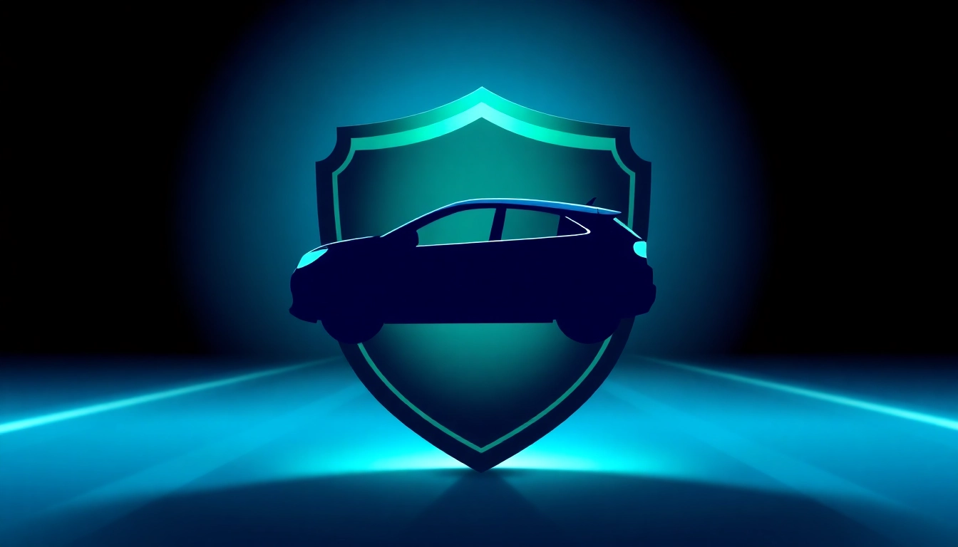 Logo of a vehicle service contract provider showcasing a vehicle silhouette and shield, symbolizing protection.