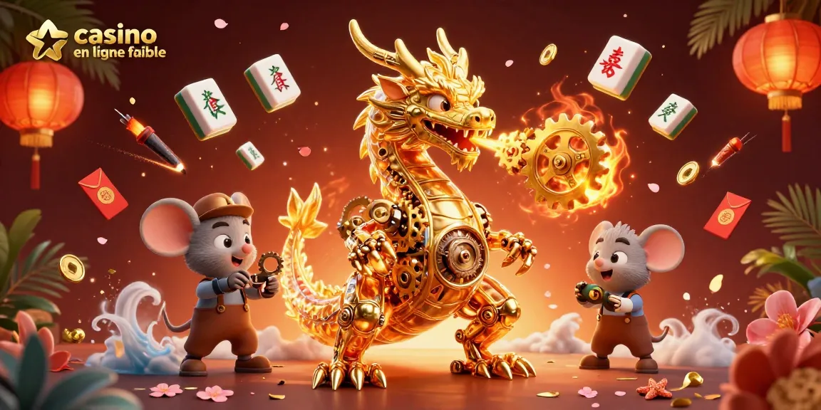 Explorez un casino en ligne fiable avec un dragon et un ingénieur, pleine de jeux et de lumière.