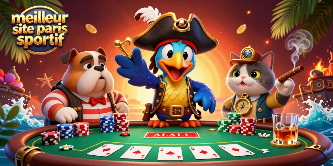 Le meilleur site de paris sportif : le pirate donne des ordres au poker avec ses compagnons.