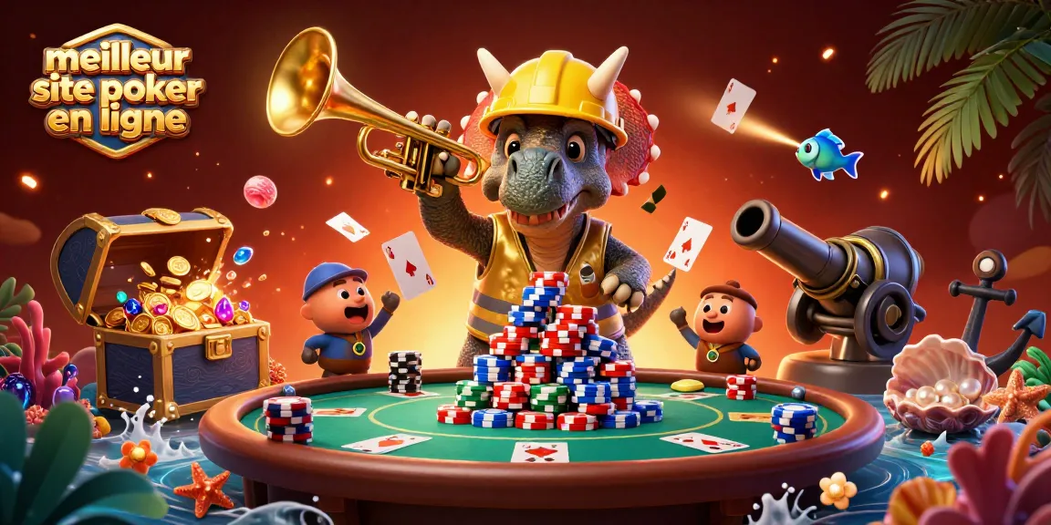 Découvrez le meilleur site de poker en ligne avec une scène dynamique de poker illustrée.