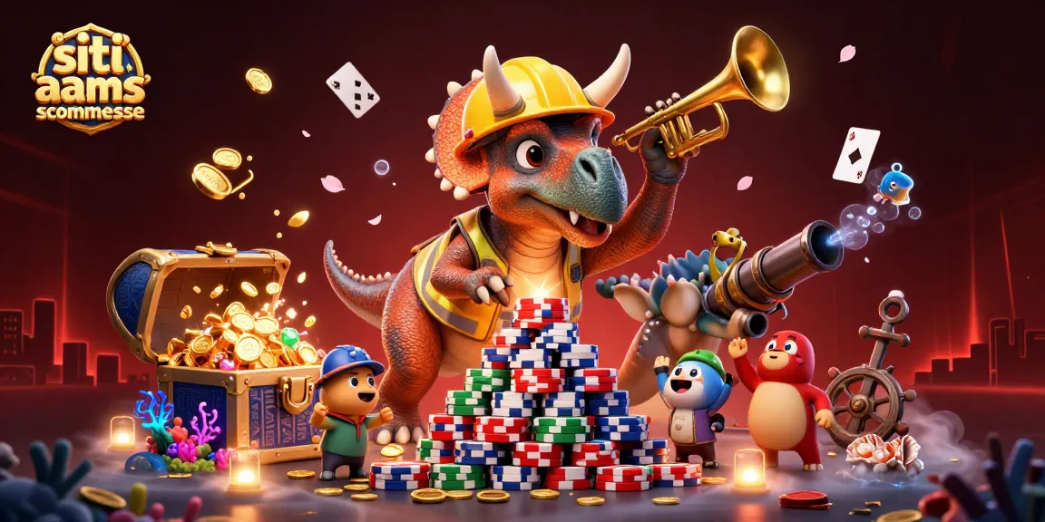 Scopri i siti non AAMS scommesse con triceratopo che costruisce un poker di fiches.