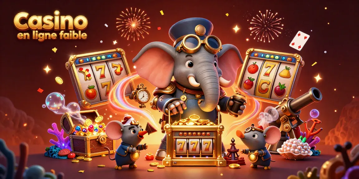 Découvrez un casino en ligne fiable avec un éléphant steampunk et des symboles de machine à sous.