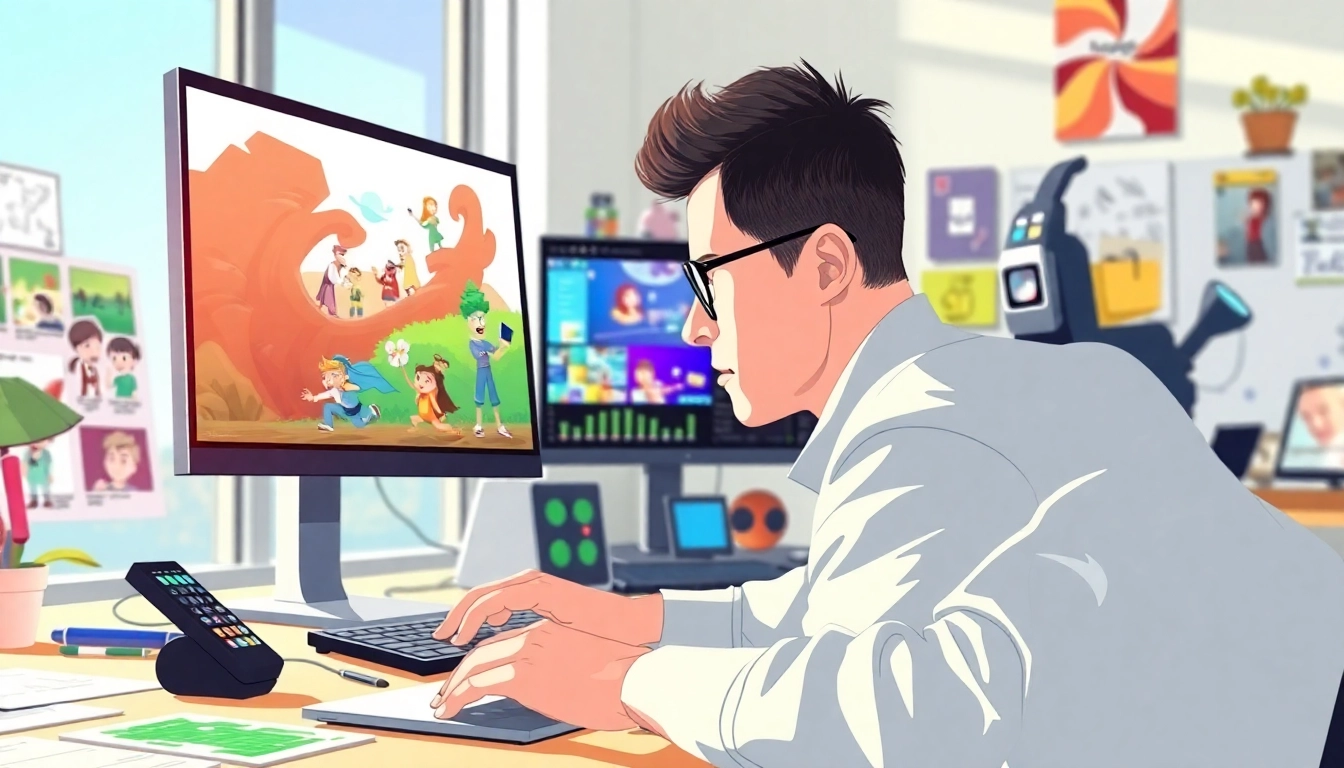 Animation Erstellen - Animator erstellen lebendige Charaktere in einem modernen Arbeitsbereich.