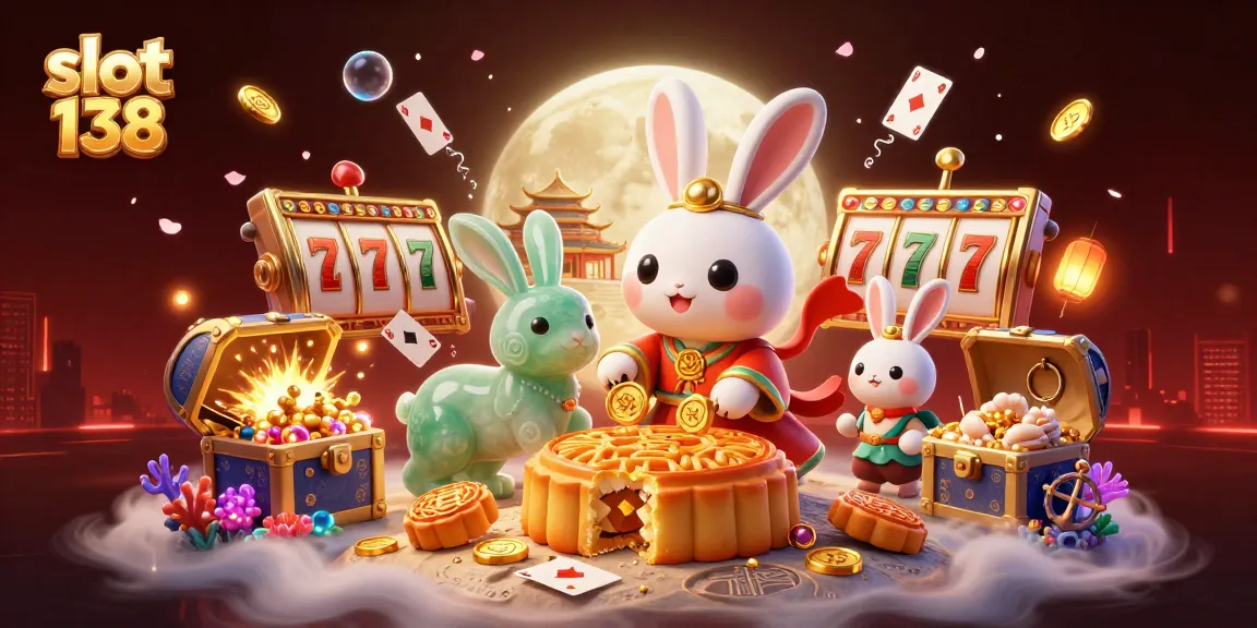 Experience the excitement of slot 138 with 3D characters and casino elements in a vibrant illustration.