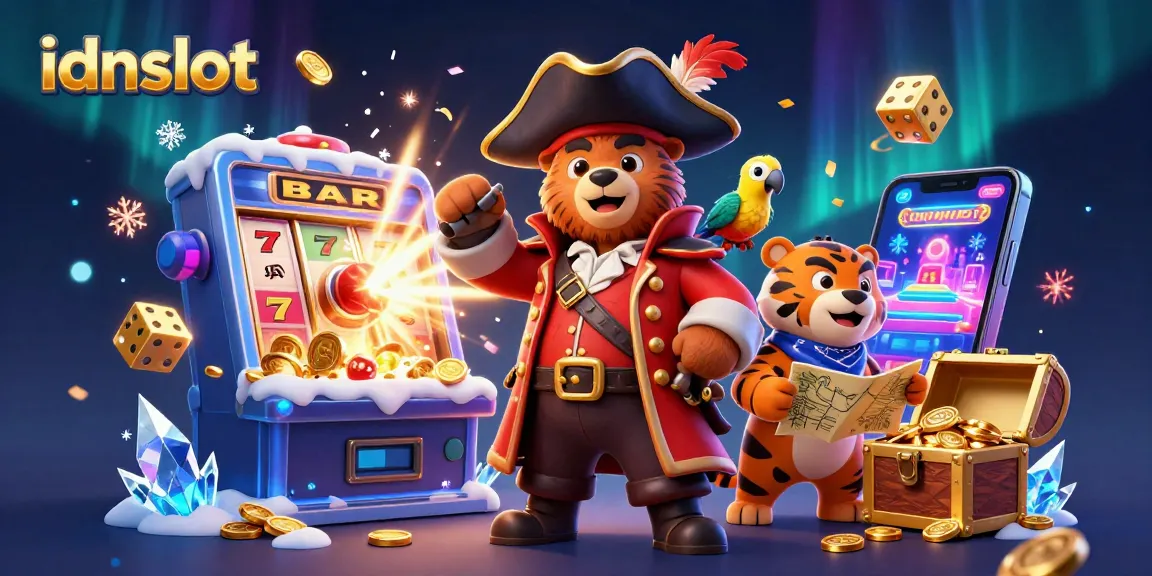 Experience thrilling wins with idnslot, featuring vibrant characters and a bursting jackpot.