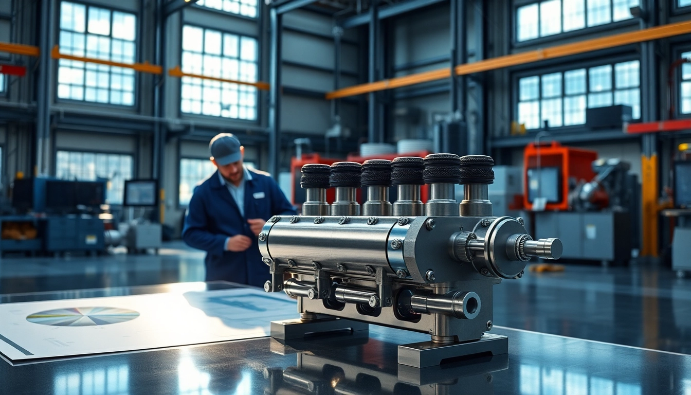 HM88 Three-Valve Direct Mount Manifold in a high-tech manufacturing setting, showcasing innovation and collaboration.