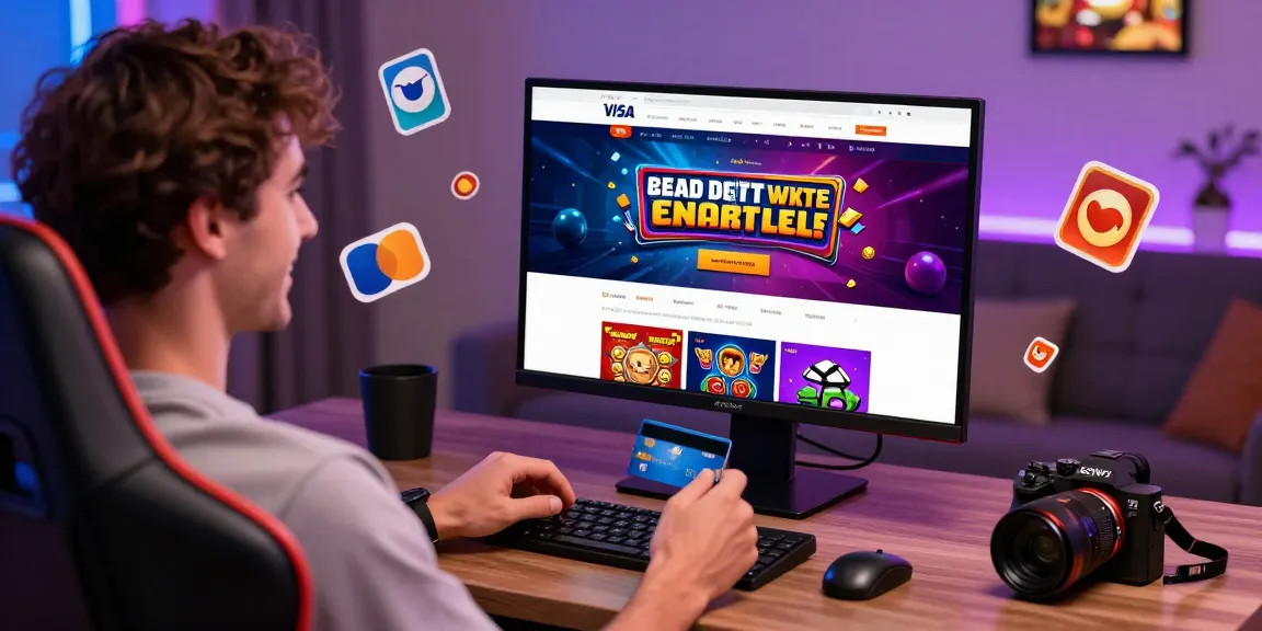 Engaging scene of a player using a credit card at online casinos that accept credit cards, showcasing a vibrant gaming atmosphere.