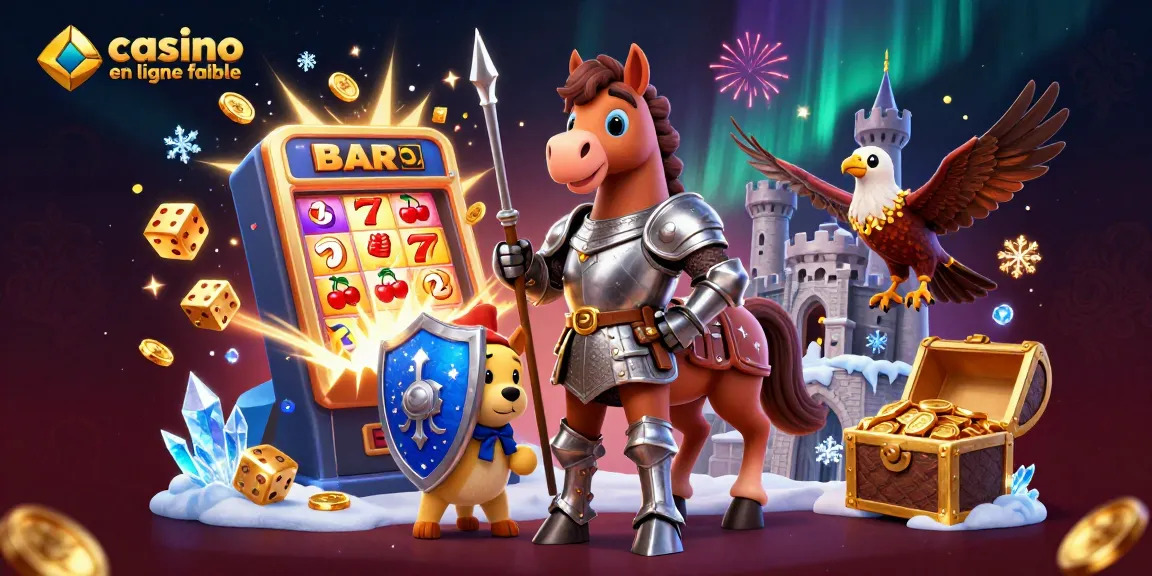 Jouez sur un casino en ligne fiable avec une machine à sous explosant de pièces et un chevalier en armure.