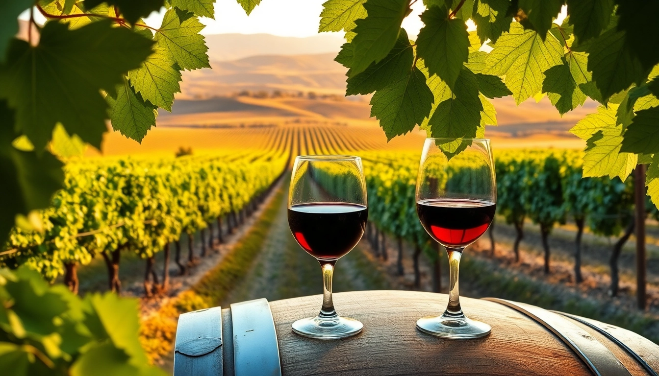 Tasteful view of Clarksburg ca wineries with vibrant grapevines and a wine barrel.
