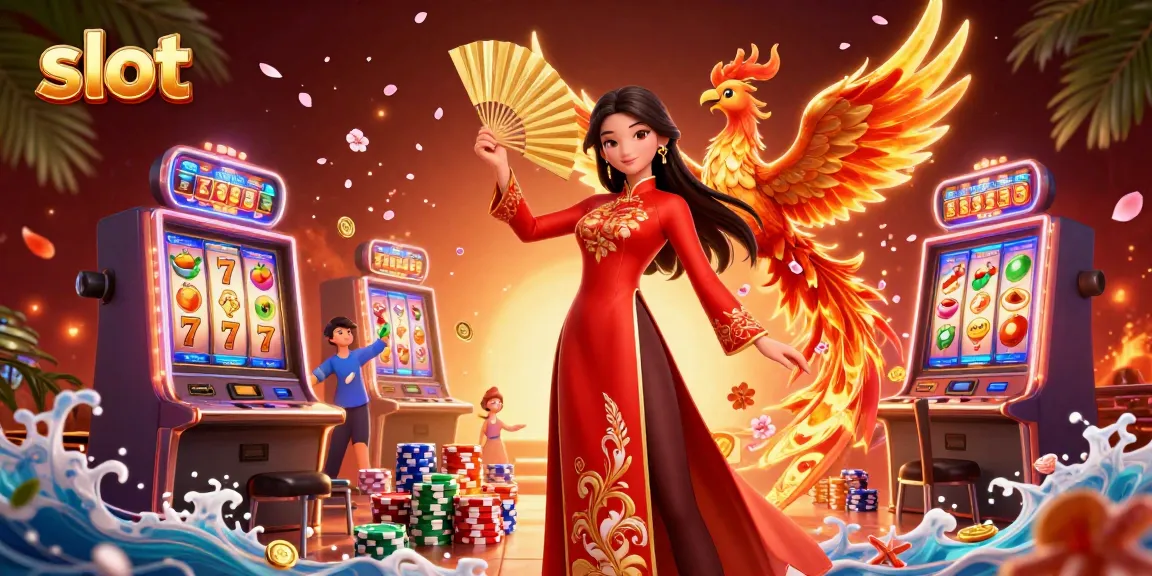 Spin slot machines with lucky symbols alongside vibrant casino elements for an engaging gaming experience.