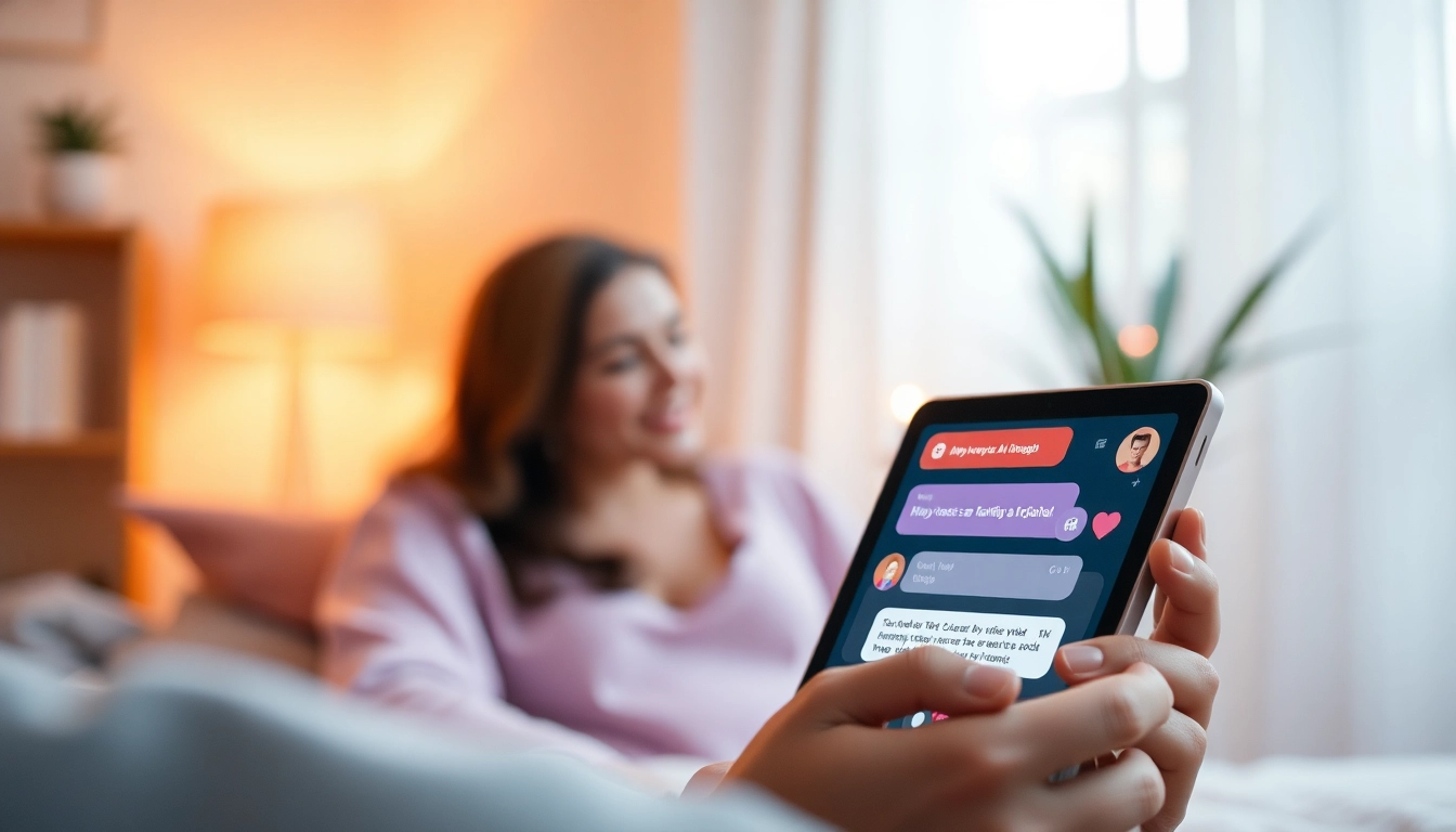 Engaging in ai sex chat with a modern digital interface, evoking excitement.
