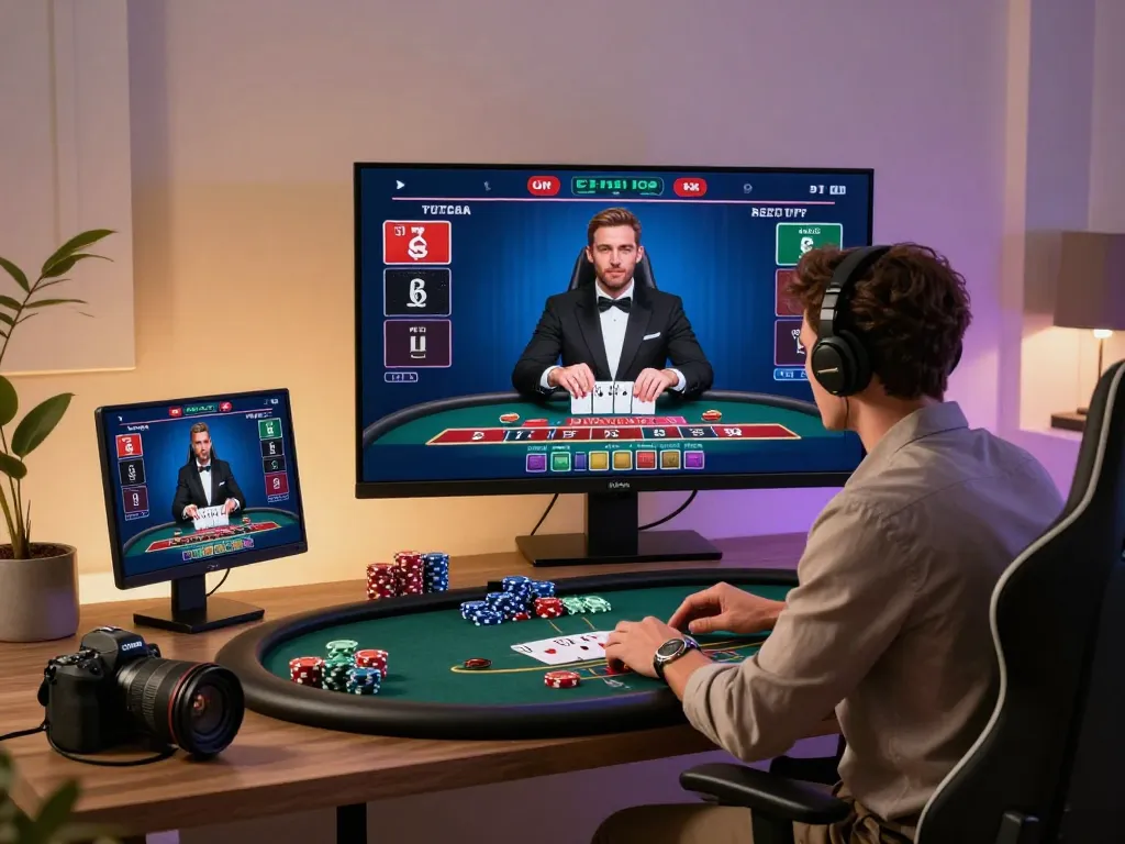 Engaging online baccarat gaming scene showcasing interactive live dealer experience, identifying key elements of 바카라사이트.