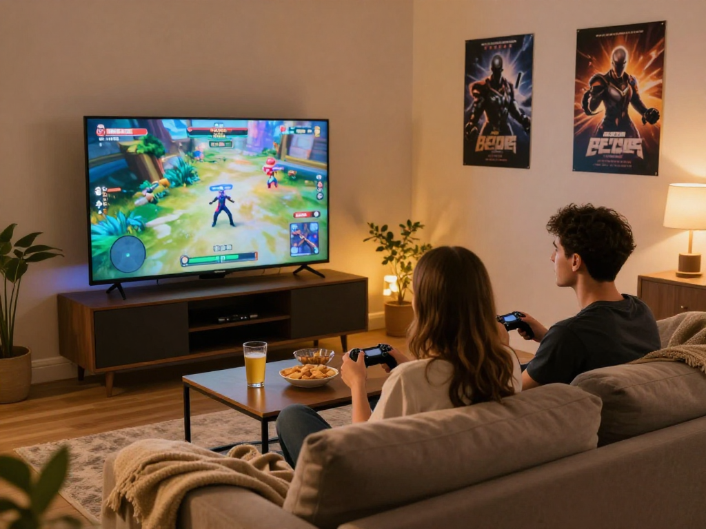 Couple enjoying an adult game on a cozy sofa, creating a relaxed gaming atmosphere.