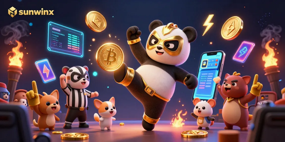 Engage with exciting sunwinx gameplay featuring animated characters and glowing crypto elements.
