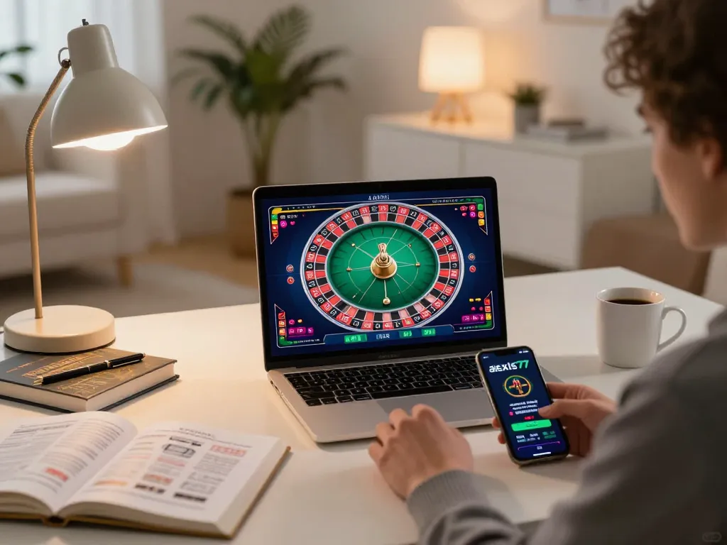 Engaging gameplay on the alexis77 live dealer app in a stylish home setting emphasizes responsible gaming.