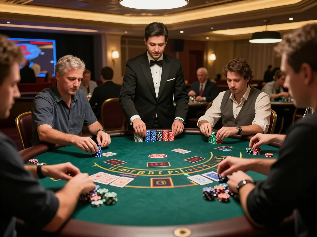 Experience the excitement of slot gacor maxwin at our live casino table with dealers and players engaged in strategic gameplay.