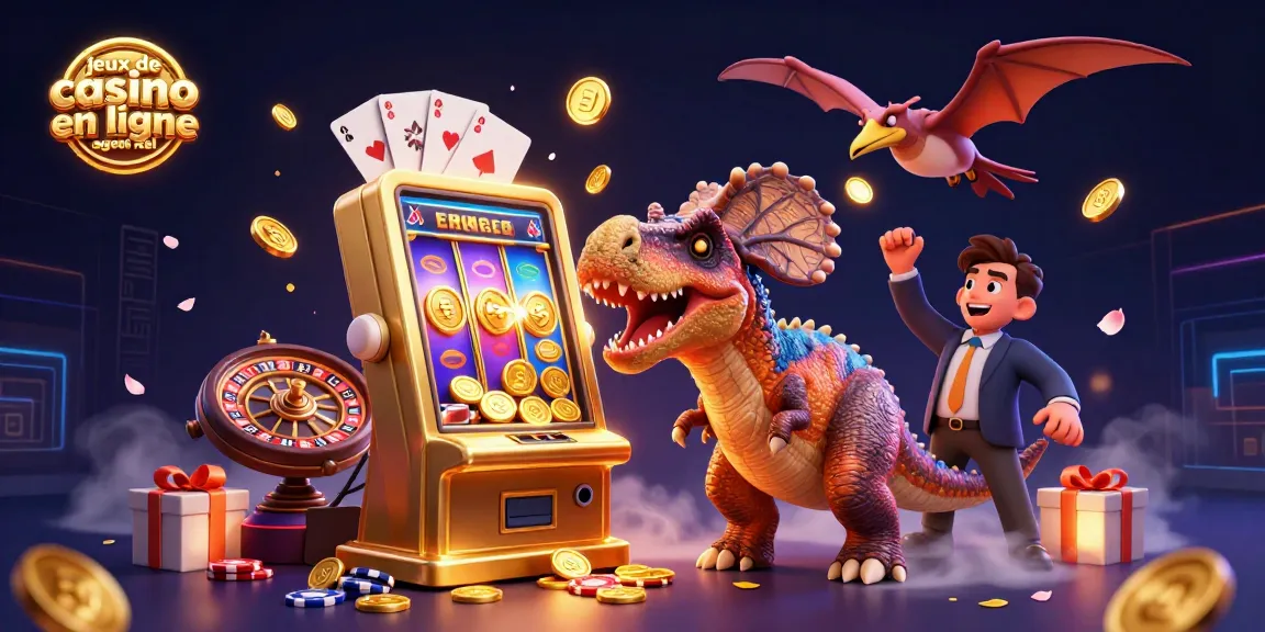 un pachycephalosaurus joue aux jeux de casino en ligne argent réel avec une machine à sous dorée, des pièces d'or volantes, et un manager en panique