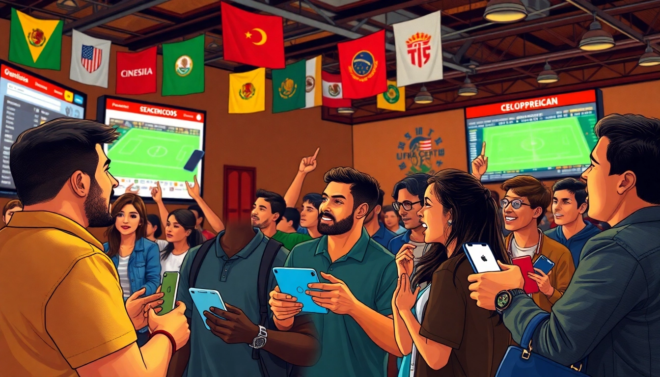 Betting enthusiasts engaging with best sports betting sites Mexico in a vibrant Mexican sports lounge.