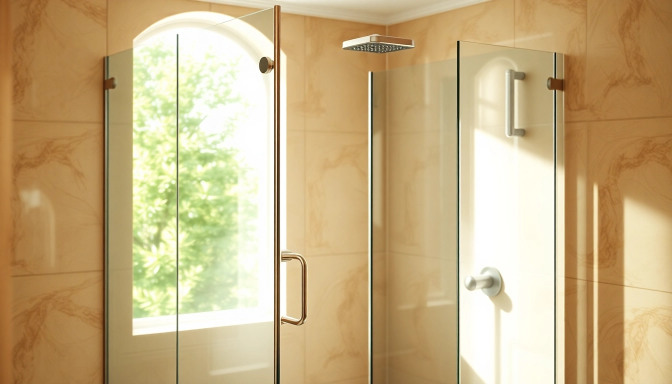 Showcase of sunney shower doors in a luxurious bathroom, highlighting elegance and style.