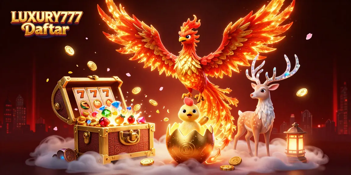 LUXURY777 Daftar hadir dengan tembakan jackpot dari slot yang ramai, dikelilingi oleh kekayaan yang bersinar