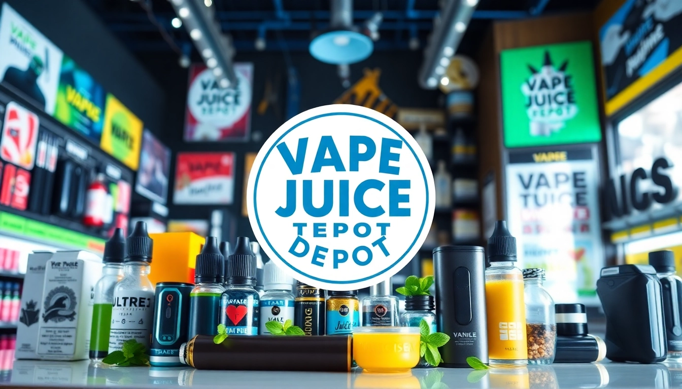 Explore premium vape products at Vape Juice Depot with vibrant displays of eJuice and accessories.