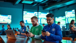 Engage with the best sports betting sites India through a lively sports betting atmosphere featuring diverse bettors.