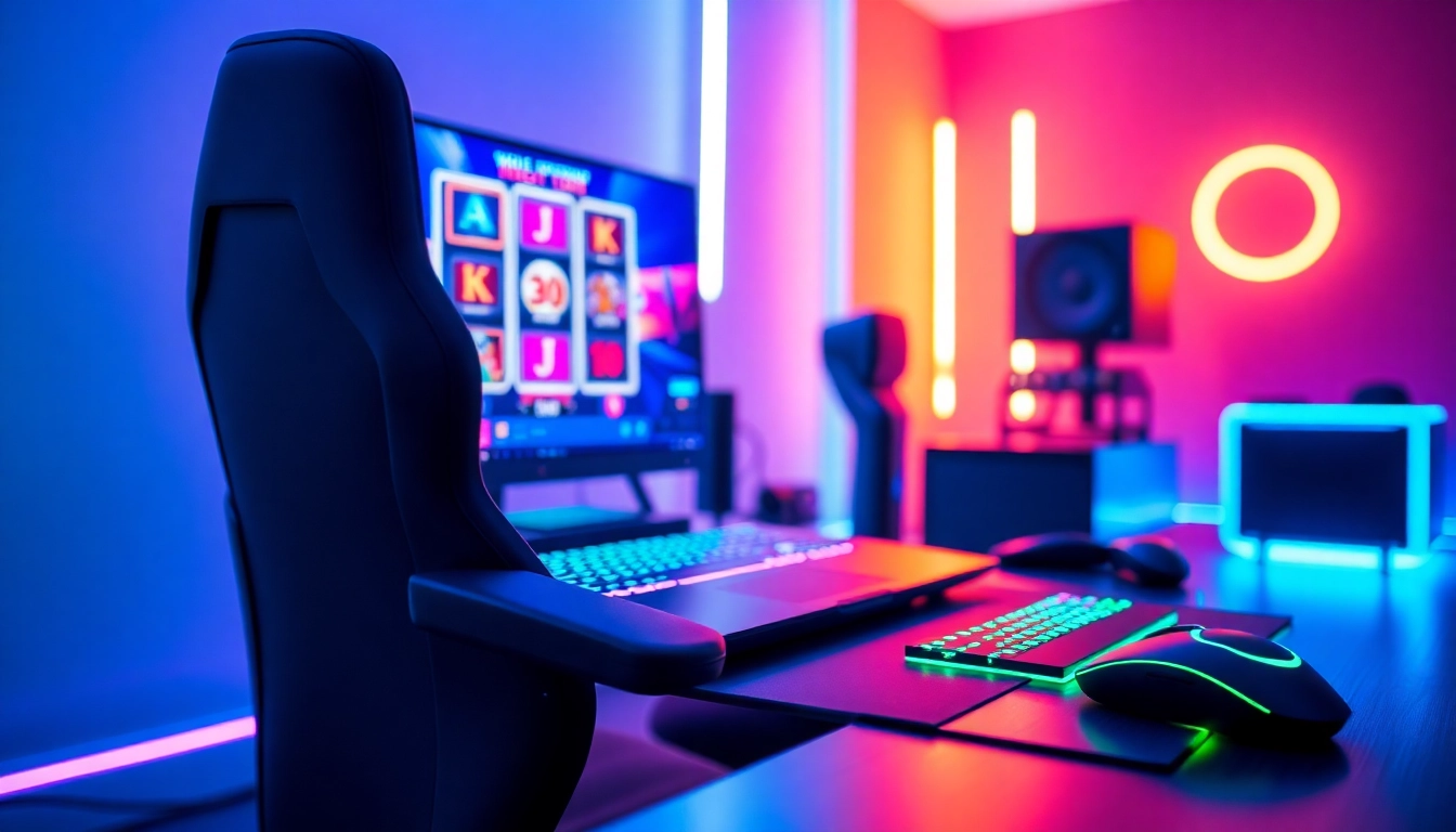 Menampilkan grafis slot gacor hari ini pada layar laptop gaming di lingkungan modern.