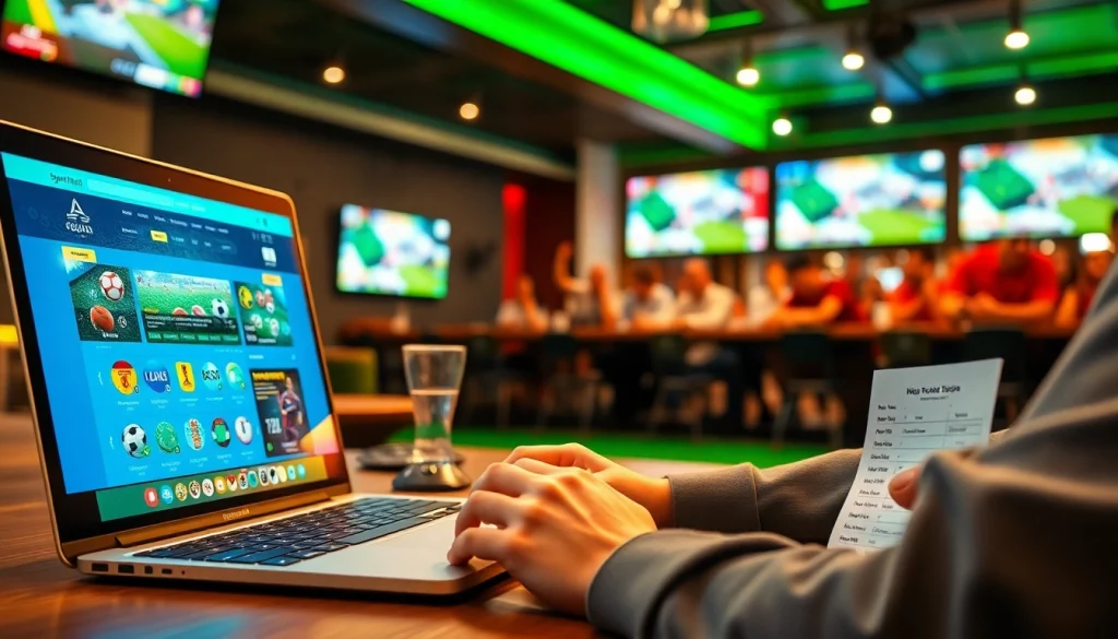 Engaging scene of best sports betting sites for Brazil with energetic atmosphere and alive sports betting environment