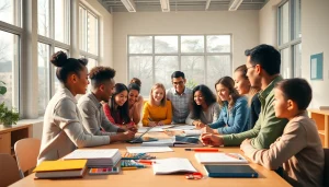 Encouraging students collaborate in a vibrant classroom focused on Education.