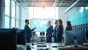 Showcase of managed it service with IT experts collaborating in a modern office environment.