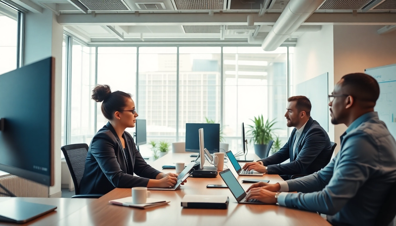 Cloud Backup Tampa professionals collaborating in a modern office with advanced technology.