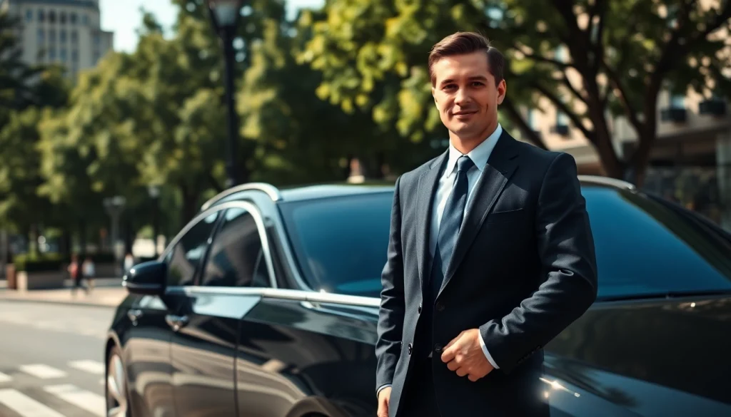 Chauffeur Hire services showcased by a professional chauffeur beside a luxury vehicle.