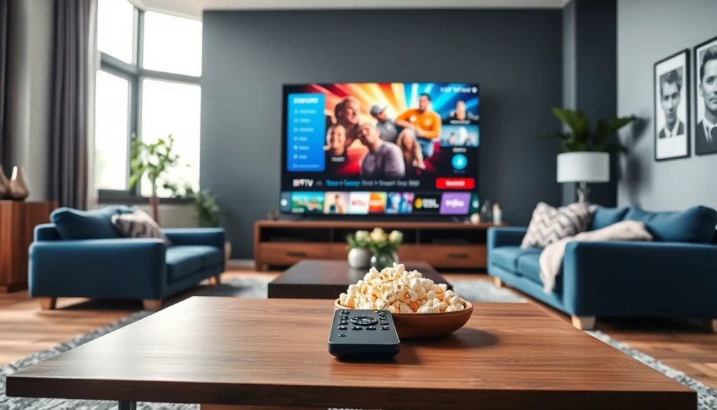 Iron IPTV showcased on a sleek smart TV in a modern living room, inviting family entertainment.