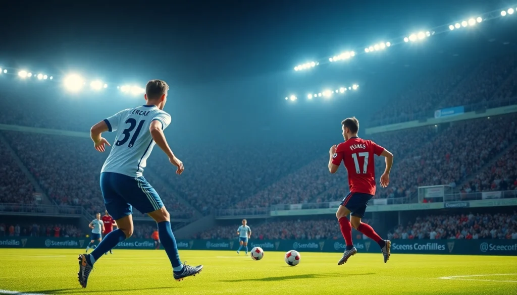 해외축구중계의 긴장감 넘치는 장면에서 선수들이 경기를 펼치고 있습니다.