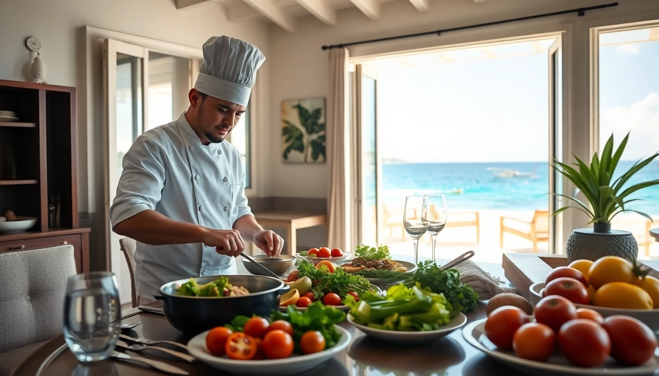 Experience a lavish meal with Sint Maarten private chef preparing gourmet dishes