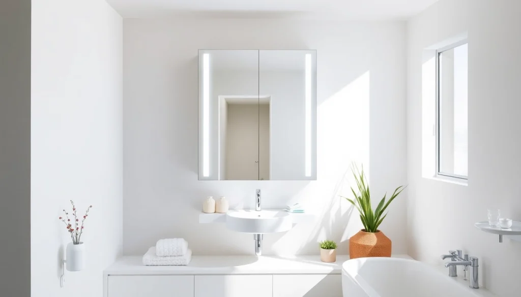 Eleganter sonni Spiegelschrank mit LED-Beleuchtung in modernem Bad-Design.