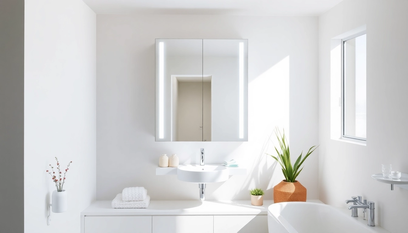 Eleganter sonni Spiegelschrank mit LED-Beleuchtung in modernem Bad-Design.